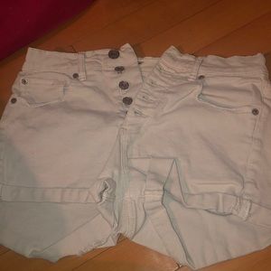 High waisted tan jean shorts